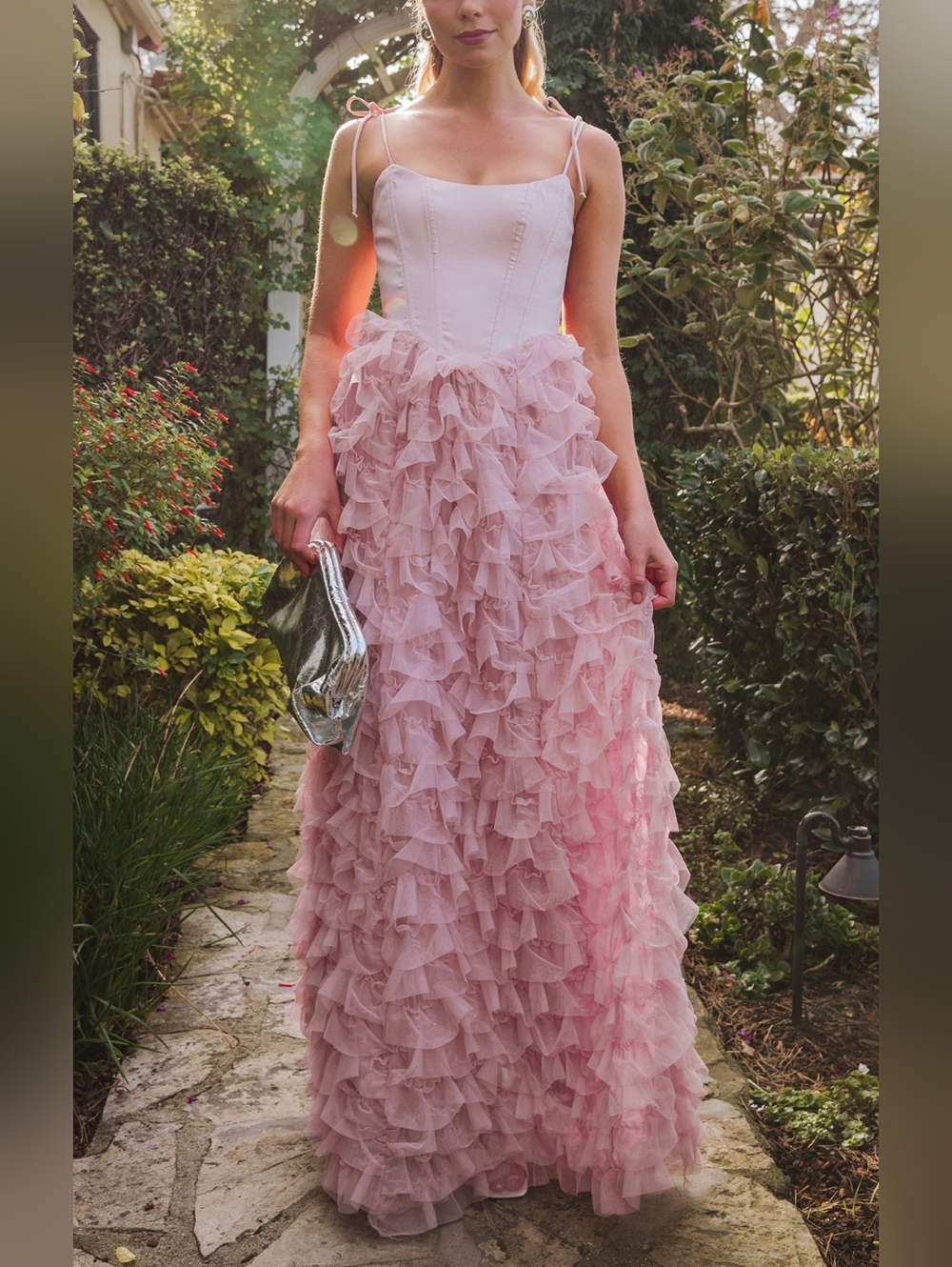 Show Me Your MuMu Francesca Maxi Ballet Slipper Ruffle Tulle Dress S Party Prom - Picture 2 of 10